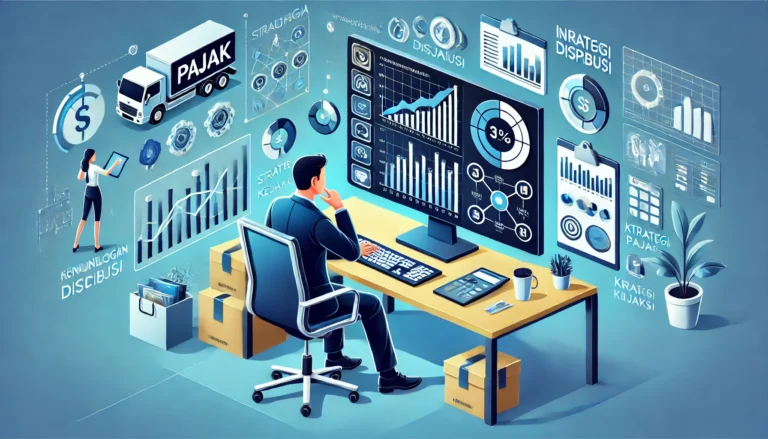 Ilustrasi pengelolaan pajak perusahaan distribusi dengan grafik dan data - SMR Jasa Konsultan Pajak Profesional Terpercaya Bekasi