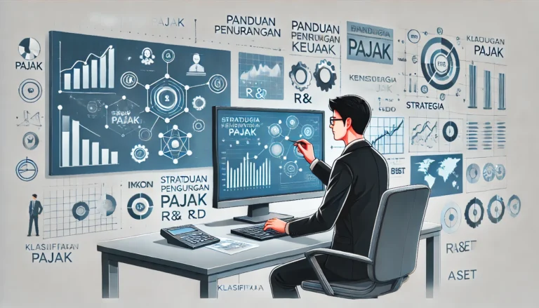 Ilustrasi pengelolaan pajak untuk perusahaan konsultan teknologi dengan grafik dan data - SMR Jasa Konsultan Pajak Profesional Terpercaya Bekasi