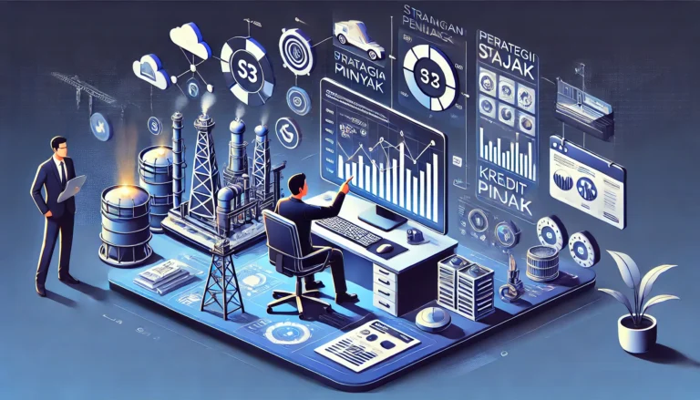 Ilustrasi pengelolaan pajak untuk perusahaan pengolahan minyak dengan grafik dan data - SMR Jasa Konsultan Pajak Profesional Terpercaya Bekasi