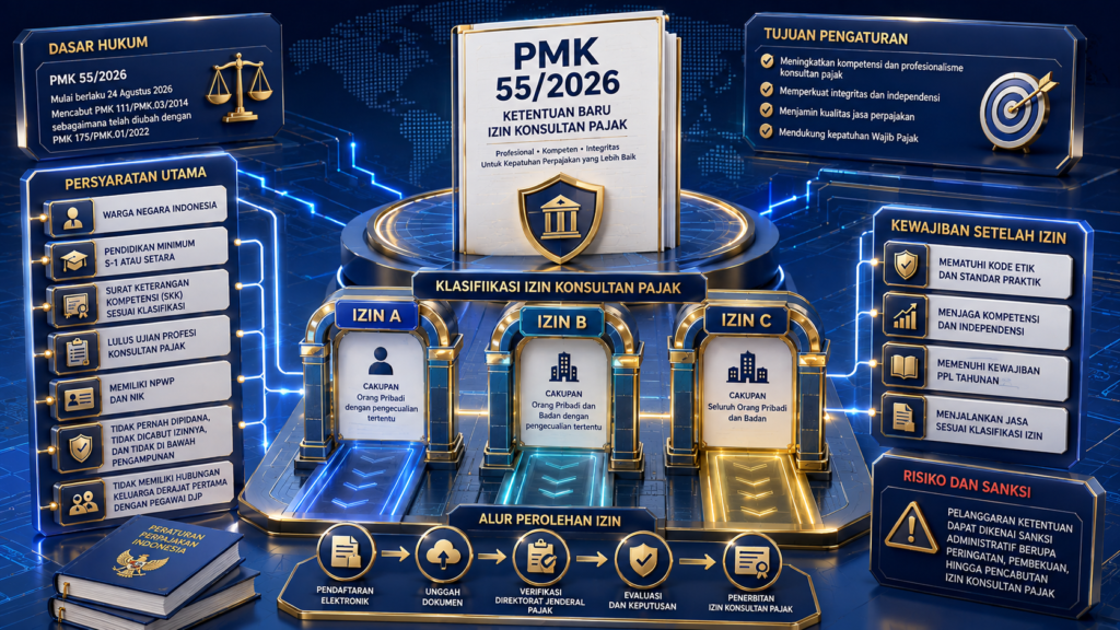 Ketentuan izin konsultan pajak berdasarkan PMK 55 Tahun 2026