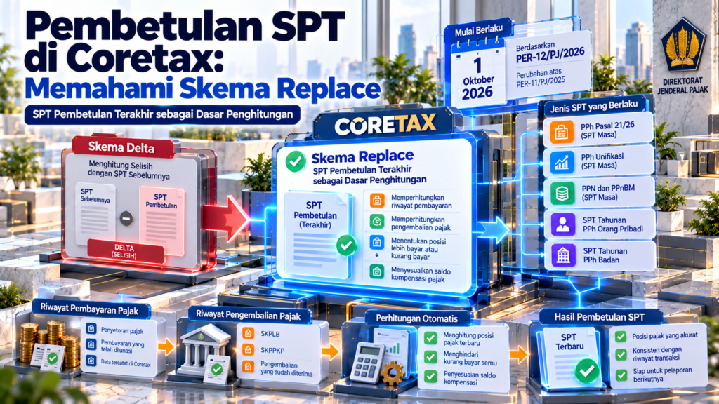 Pembetulan SPT di Coretax menggunakan skema replace berdasarkan PER-12/PJ/2026